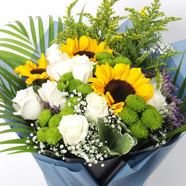 Sunflowers & White Roses Bouquet